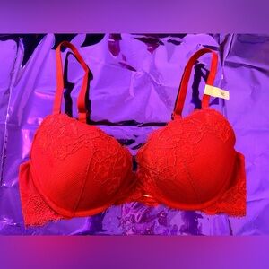 SEXY RED LACE PLUNGE CONVERTIBLE PUSH-UP BRA | 36C